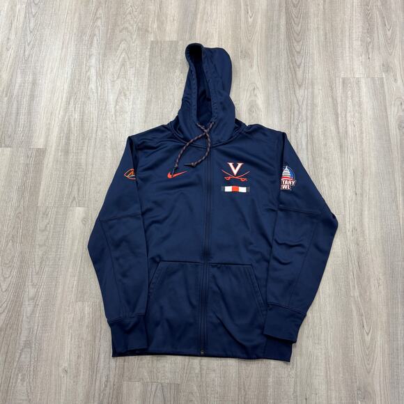 Nike Virginia Cavaliers Hoodie Men's Medium Blue Orange Full Zip Sweatshirt NCAA - Picture 1 of 9